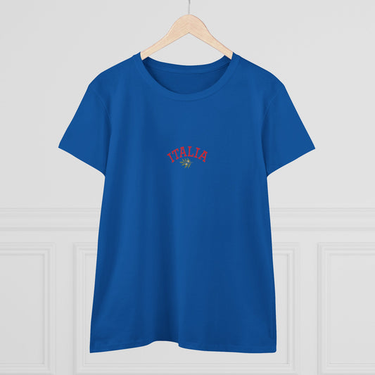 Unisex Ultra Cotton Tee with Italian Heritage Design in blue, featuring the word 'ITALIA,' ideal for style and comfort during casual outings.