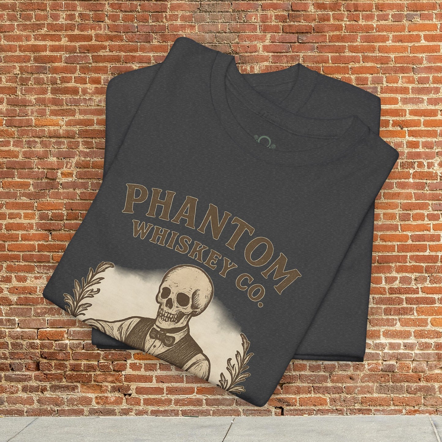 Vintage Skull Whiskey Lover Unisex Tee - Retro Casual Party Shirt in charcoal gray, showcasing a stylish skull graphic, perfect for Halloween celebrations.