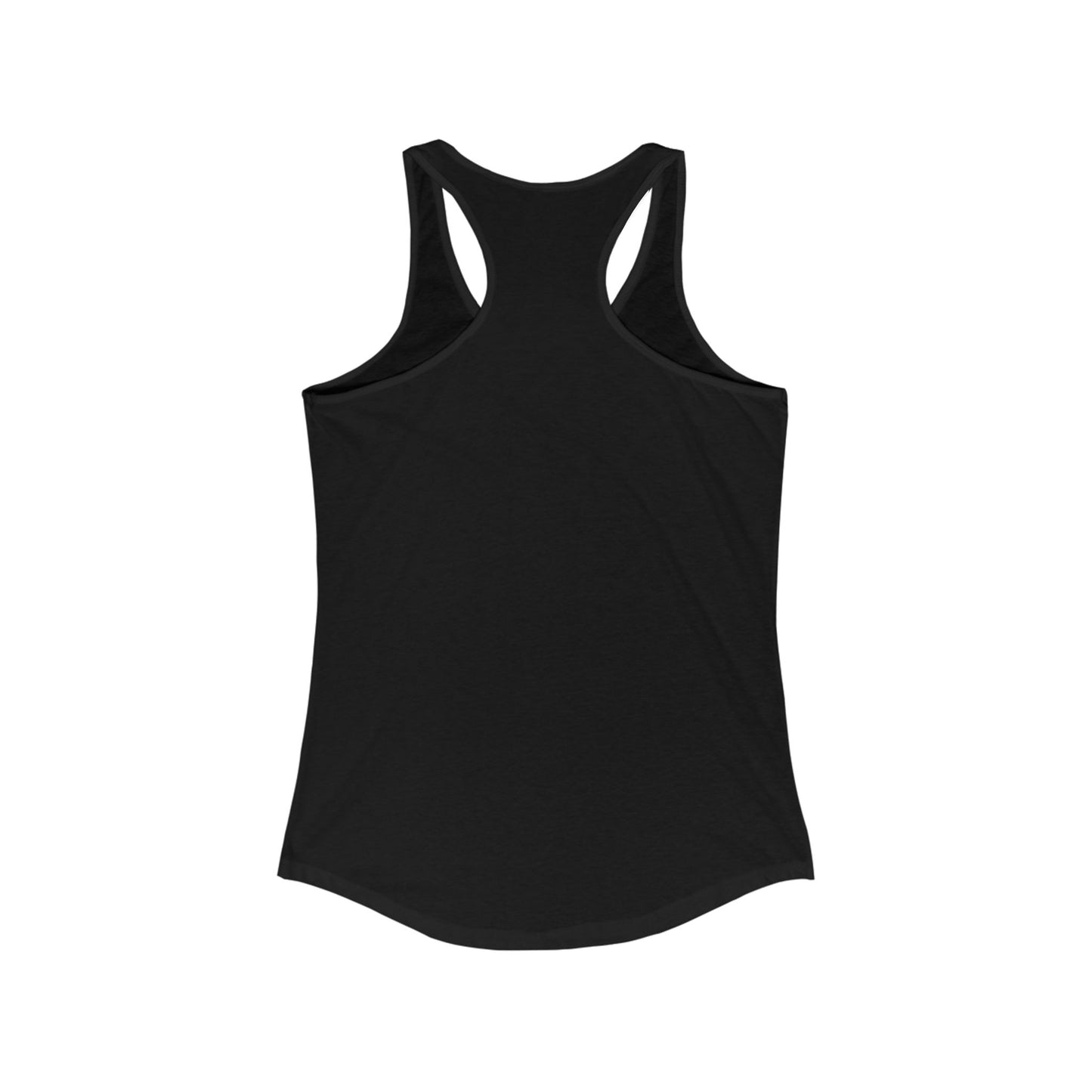 Back view of Stay Lunar Yoga Tank in black, emphasizing its racerback design, made from a lightweight 60% cotton and 40% polyester fabric, ideal for yoga and fitness enthusiasts.