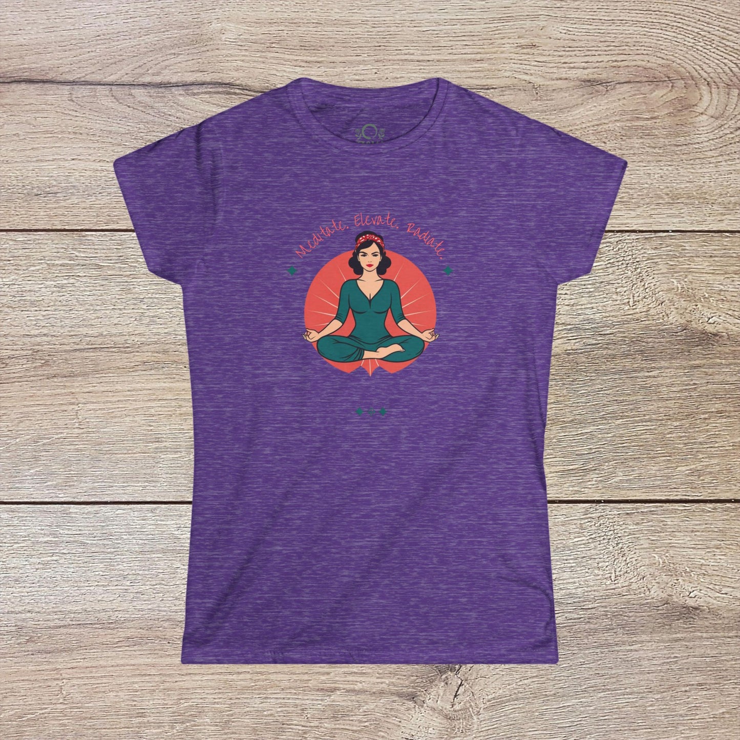 Women's Festival Crop Top from Mindful Vibes Yoga Wear in purple with an inspiring meditation graphic, perfect for summery adventures and casual wear.