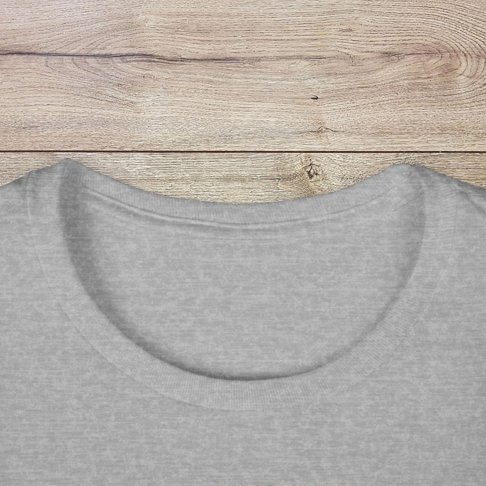 Close-up of the collar on the Golf Wives Social Club Tee in light gray, emphasizing the high-quality craftsmanship and soft fabric.