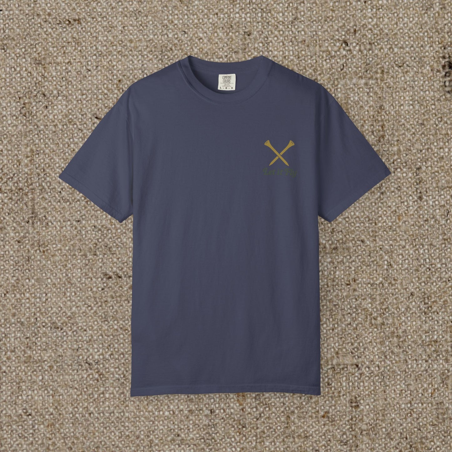 Tee It High Let It Fly Graphic Tee in navy blue, made from soft US cotton, offering a versatile design ideal for casual wear.