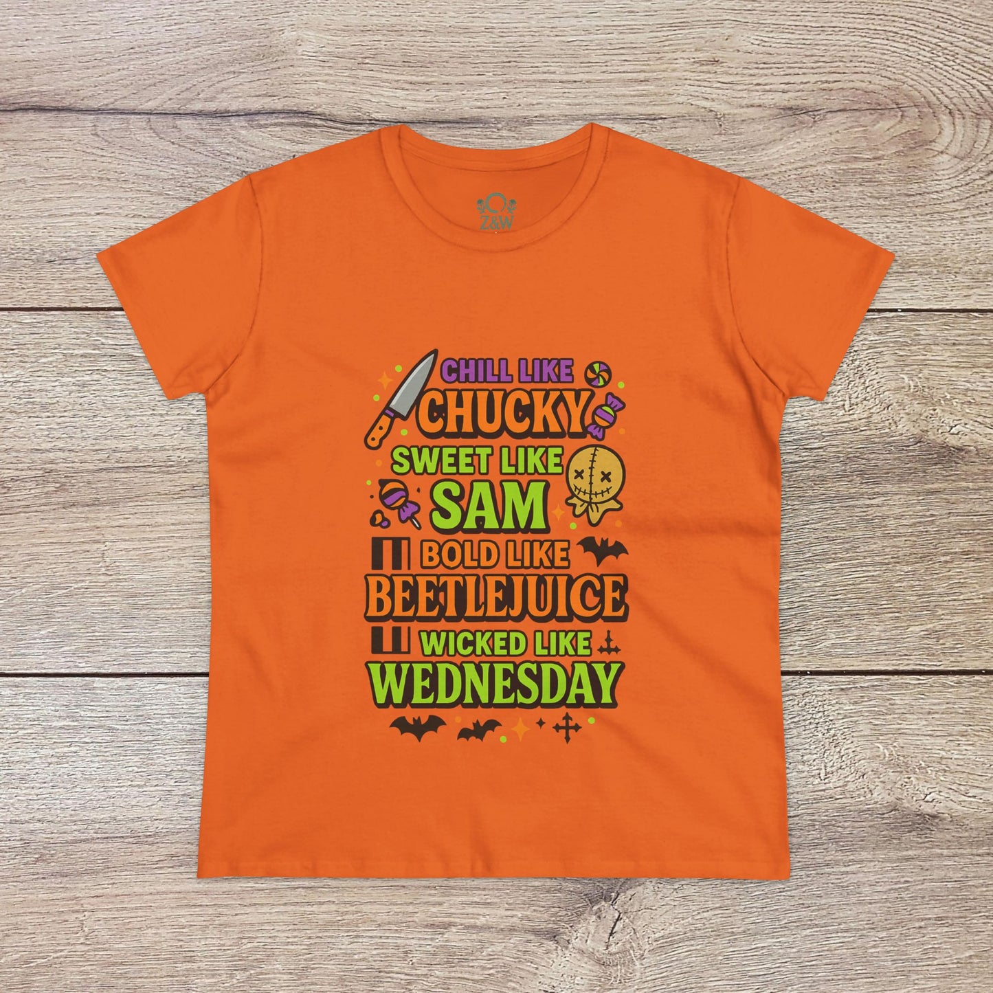 Spooktacular Horror Tee: Chill Like Chucky, Sweet Like Sam, Beetlejuice, Wednesday Addams, Halloween Shirt, Horror Fan Gift