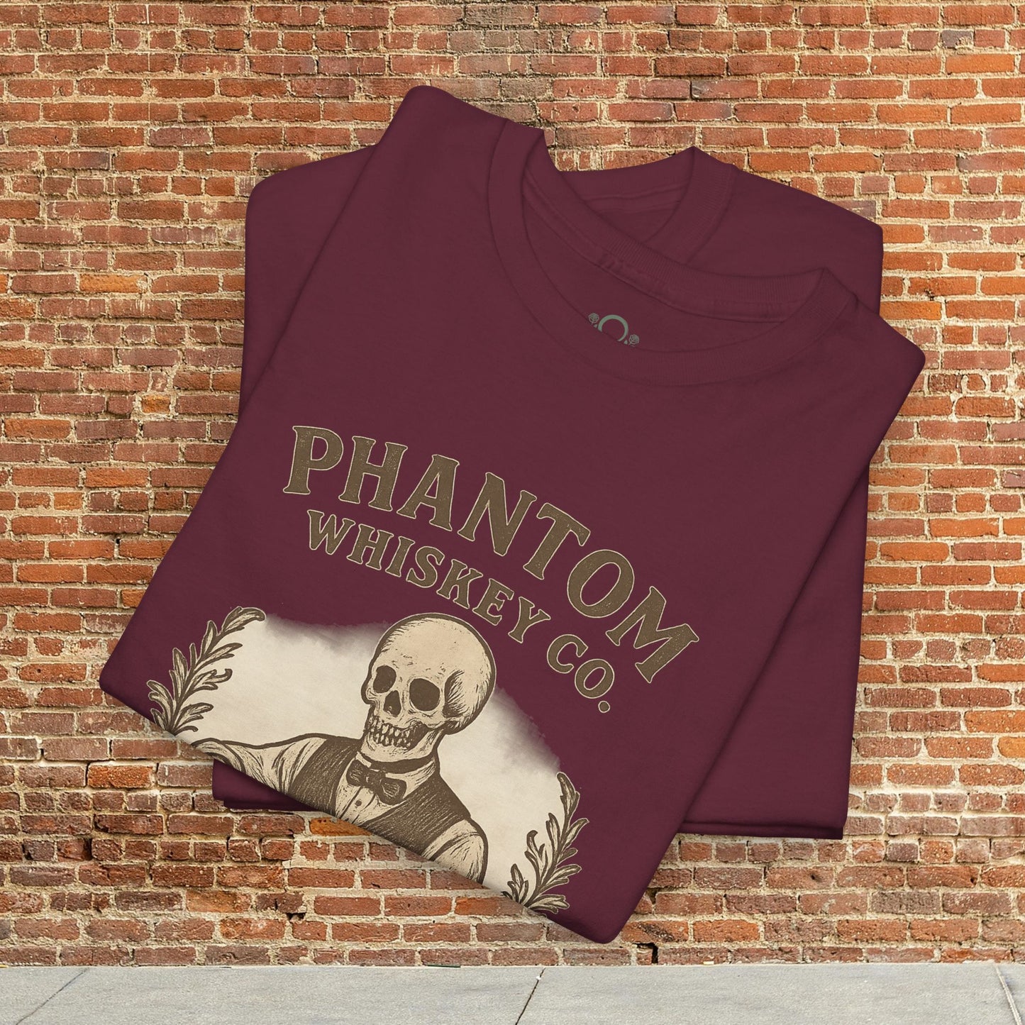 Vintage Skull Whiskey Lover Unisex Tee - Retro Casual Party Shirt in maroon color, featuring a skeleton design, ideal for Halloween gifting.