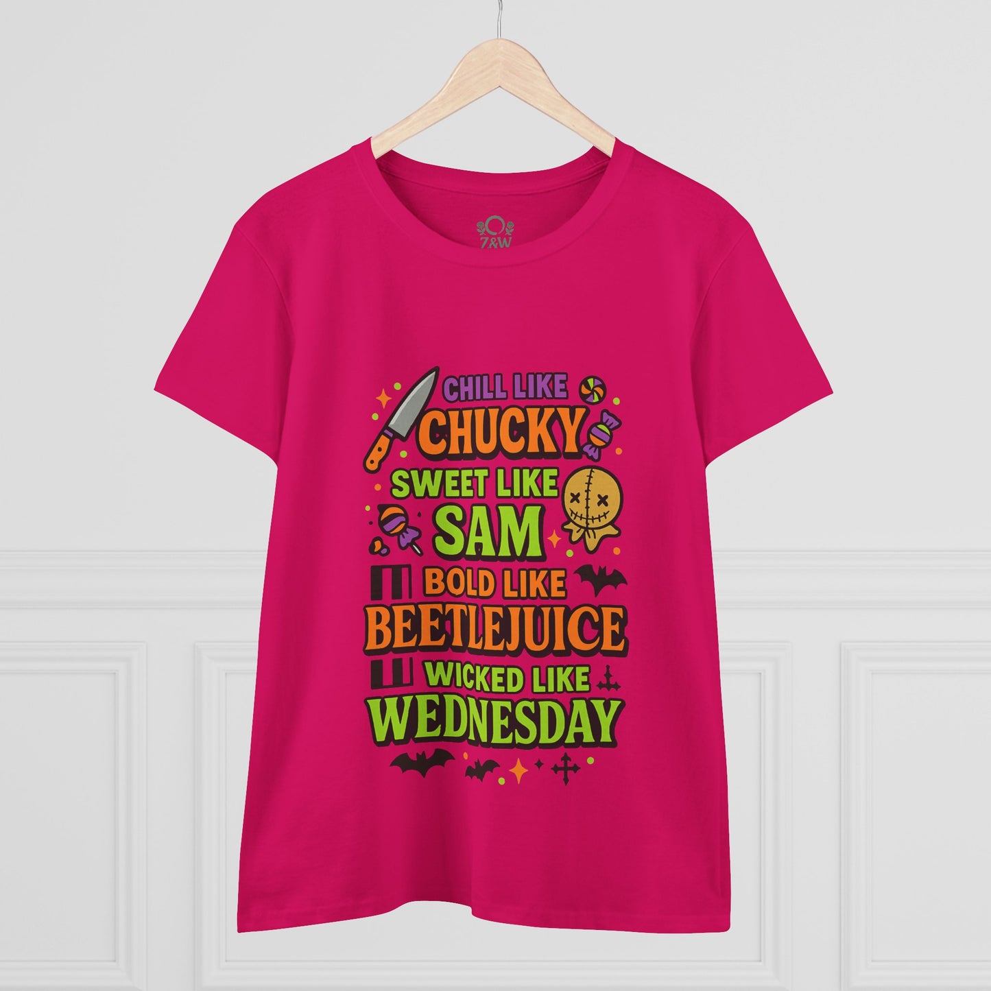 Spooktacular Horror Tee: Chill Like Chucky, Sweet Like Sam, Beetlejuice, Wednesday Addams, Halloween Shirt, Horror Fan Gift