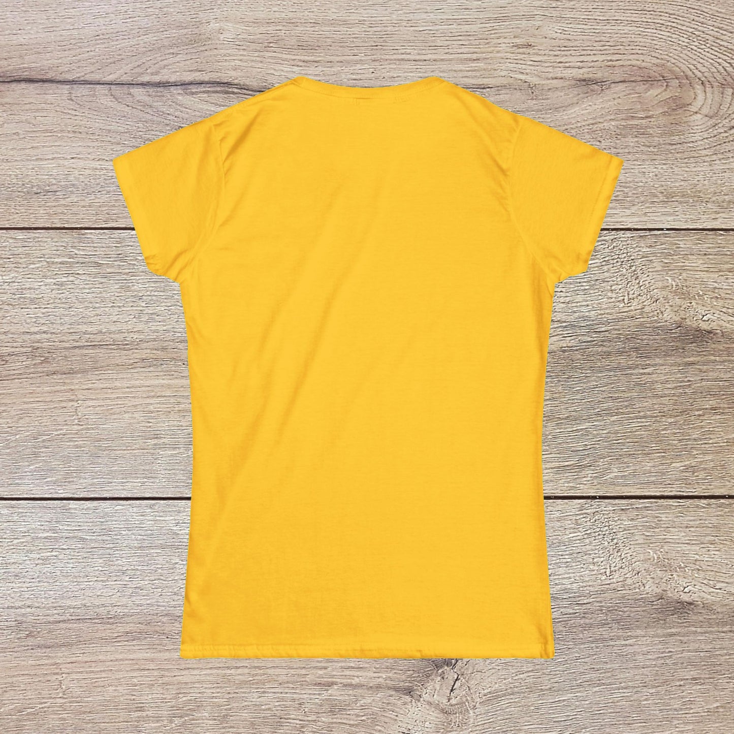 Back view of a vibrant yellow Funny Pilates T-Shirt, emphasizing the comfortable classic fit ideal for any casual setting.
