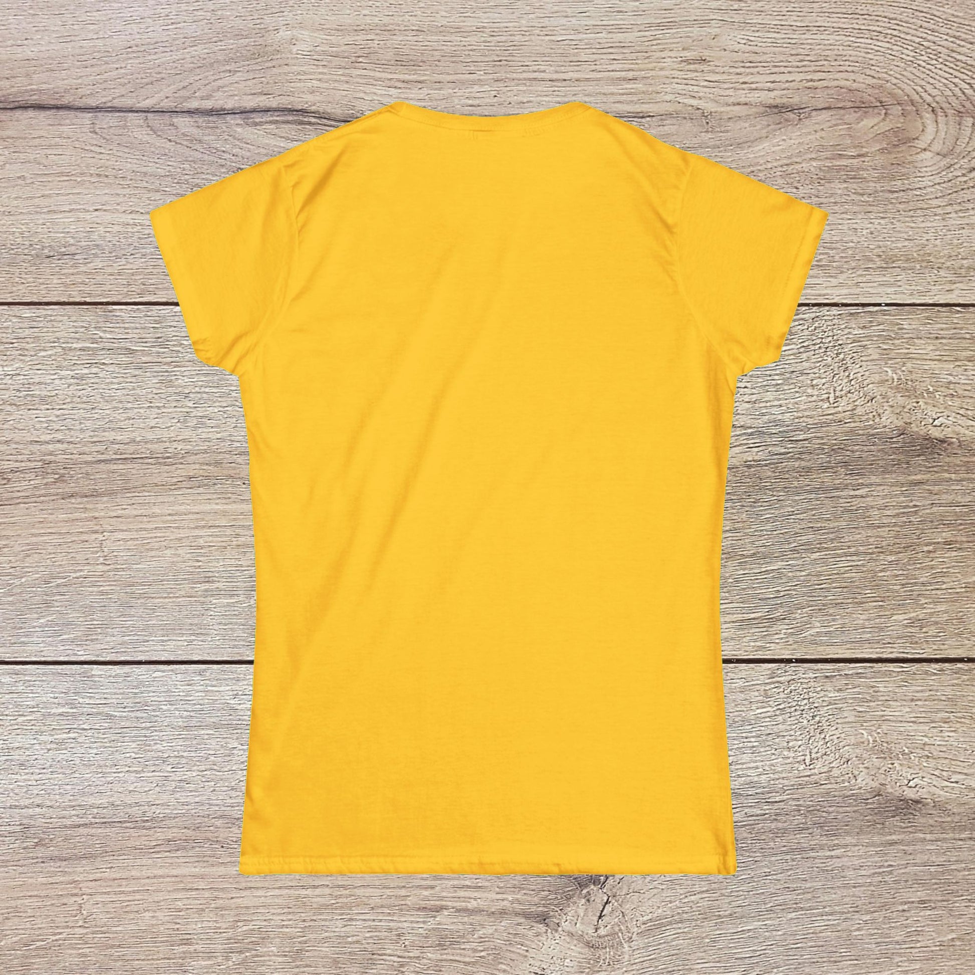 Back view of a vibrant yellow Funny Pilates T-Shirt, emphasizing the comfortable classic fit ideal for any casual setting.