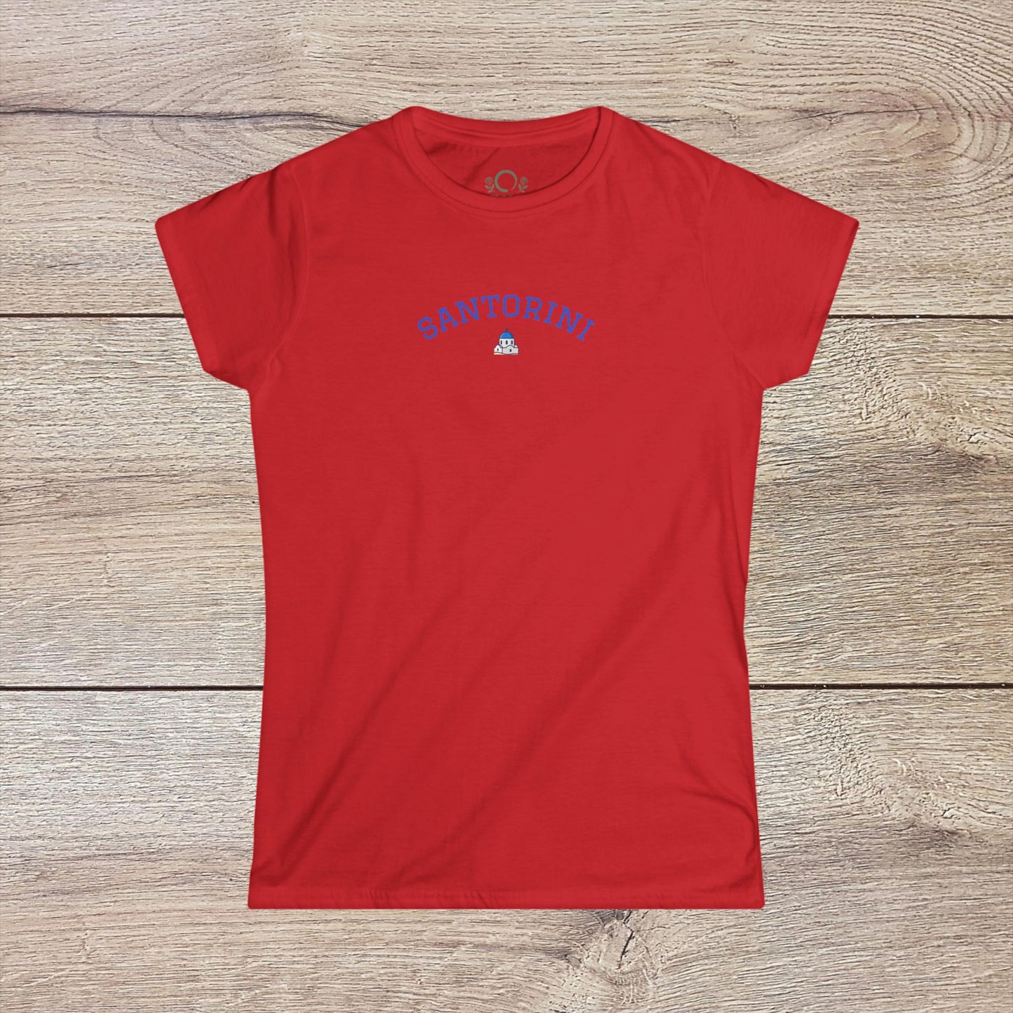 Santorini Tee in vibrant red, highlighting a seamless design, made from 100% ring-spun cotton for ultimate comfort and an eco-friendly choice.
