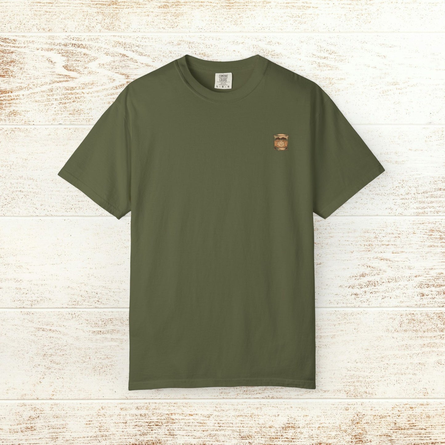 Rodeo On The Rocks Tee in olive green, designed with a unique garment-dyed style and crafted from durable 100% US cotton, sizes S-4XL.