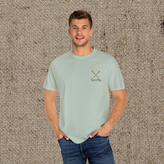 Tee It High Let It Fly Graphic Tee modeled by a man, featuring a stylish design and soft US cotton for comfort, perfect for any occasion.