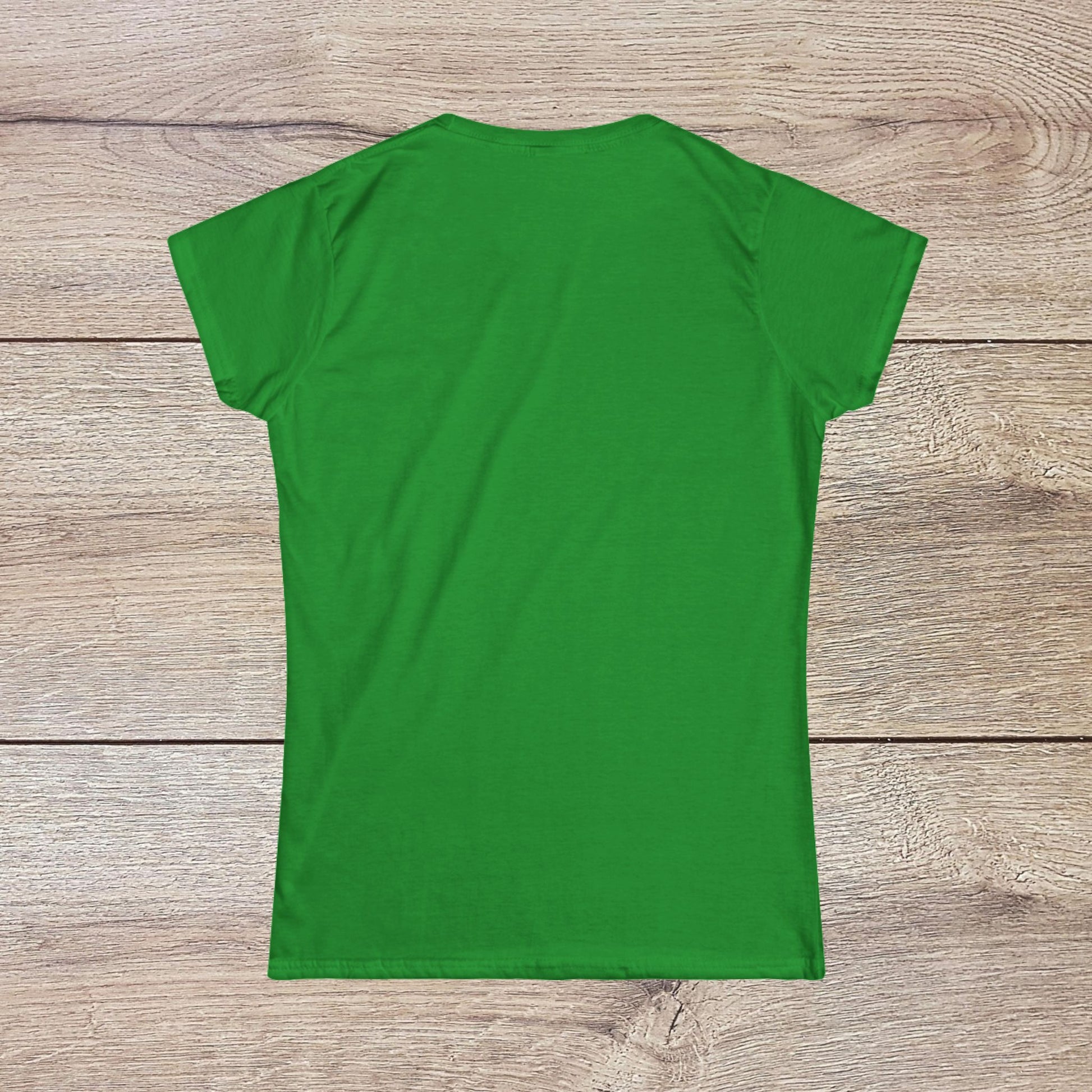 Back view of a Funny Pilates T-Shirt showcasing vibrant green color, perfect for everyday comfort with durable shoulder tape.