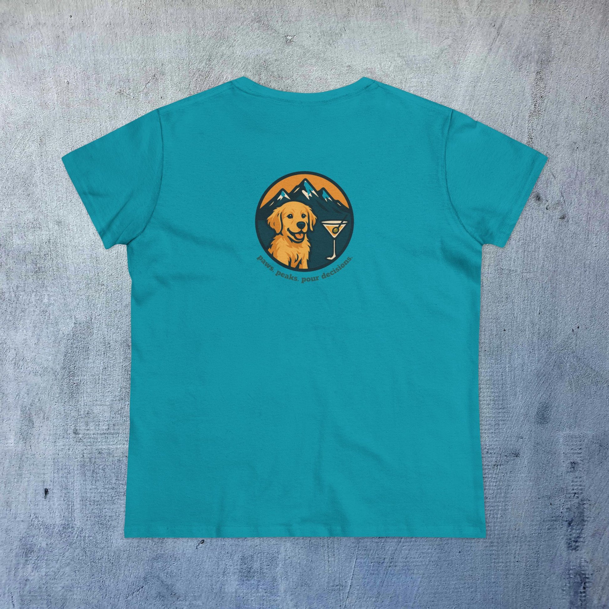 Unisex Dog Lover T-Shirt - Teal short sleeve tee featuring a playful dog graphic, designed for comfort and style.