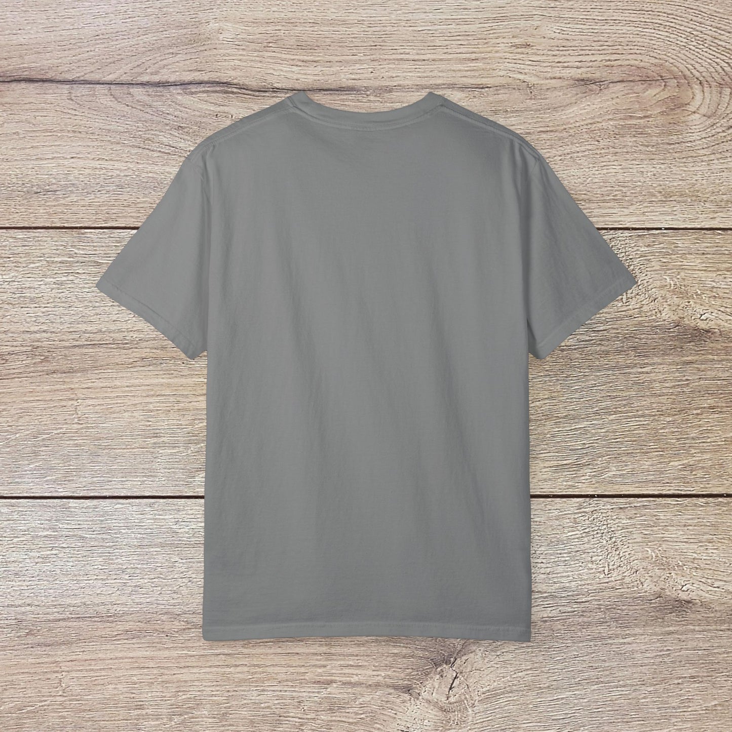 Men's Golden Tee: Comfortable Cotton T-Shirt with Ribbed Collar - back view in light gray, designed for comfort and style.