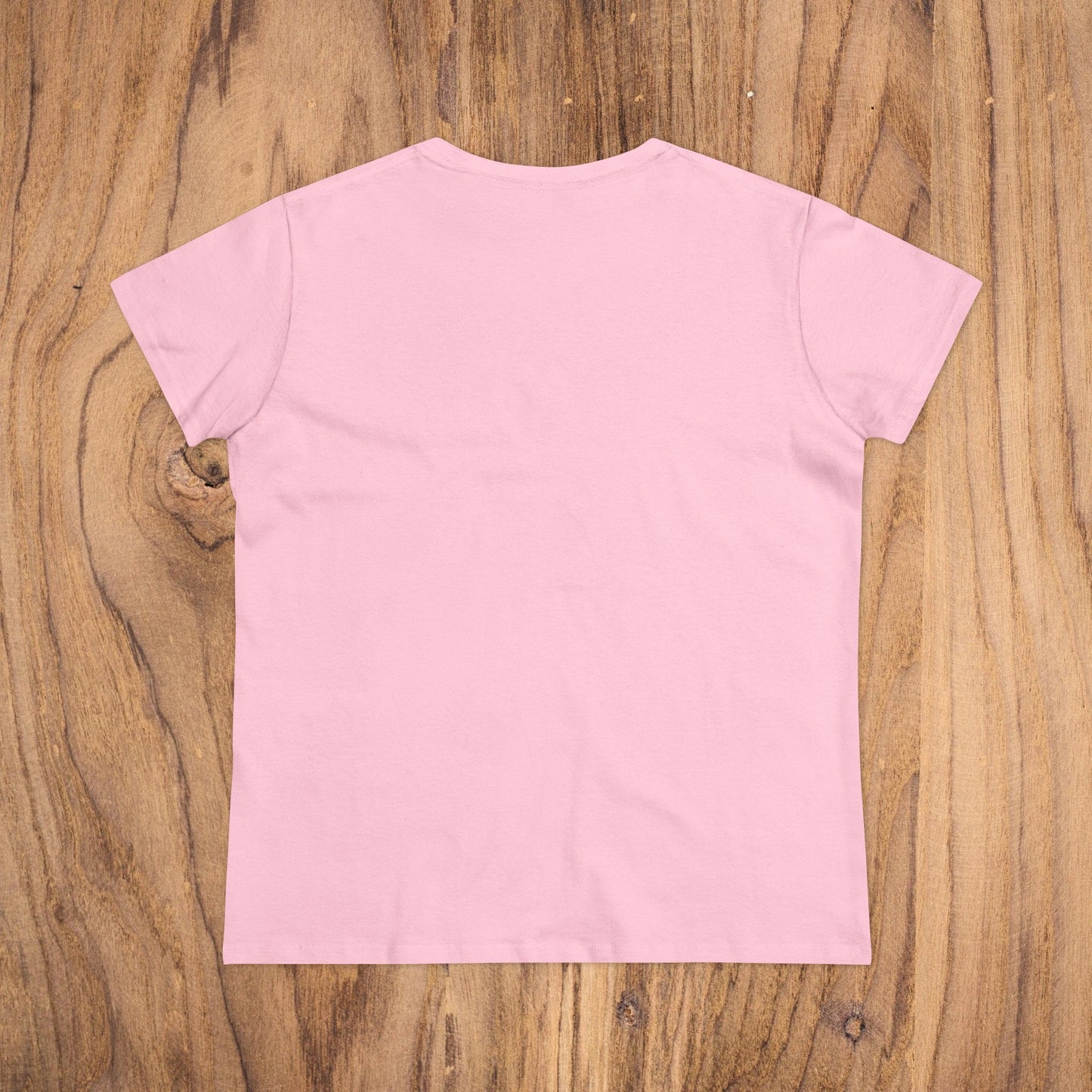 Back view of the pink Sunflower & Butterflies Cotton Tee for Women, highlighting its comfortable and casual fit, made from 100% soft cotton, perfect for layering.