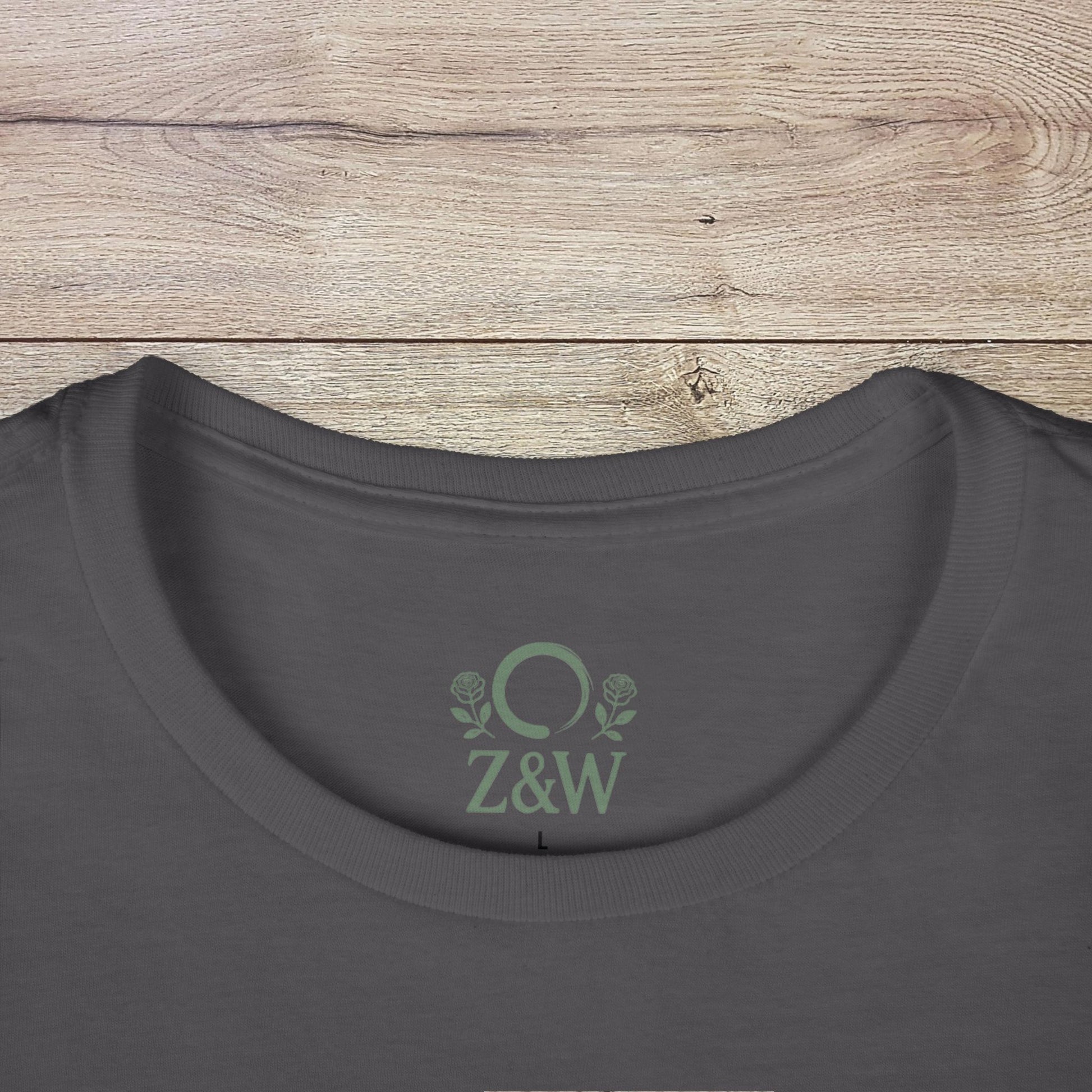 Vibrant Ride The Vibe Tee - Close-up of collar design in soft ring-spun cotton, showcasing a unique logo, perfect for stylish comfort.