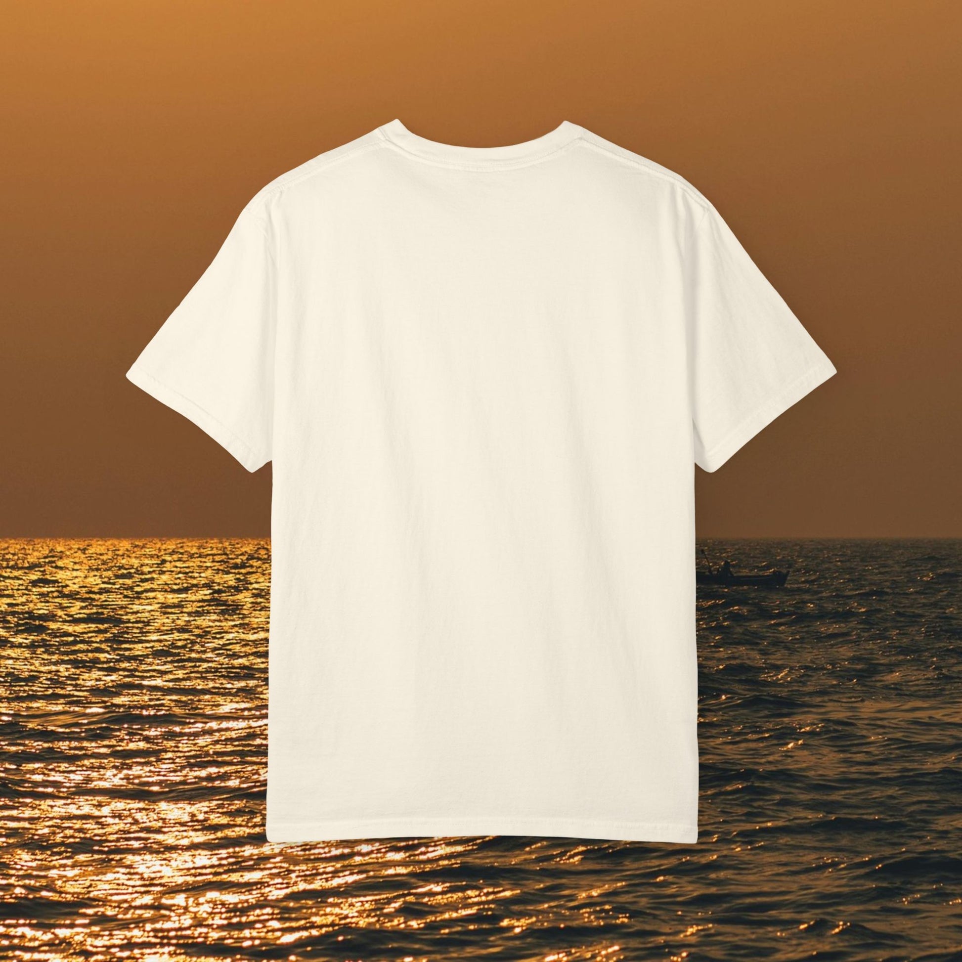 Back view of the white Boating T-Shirt For Summer, designed for comfort and style, great for fishing and beach lovers.