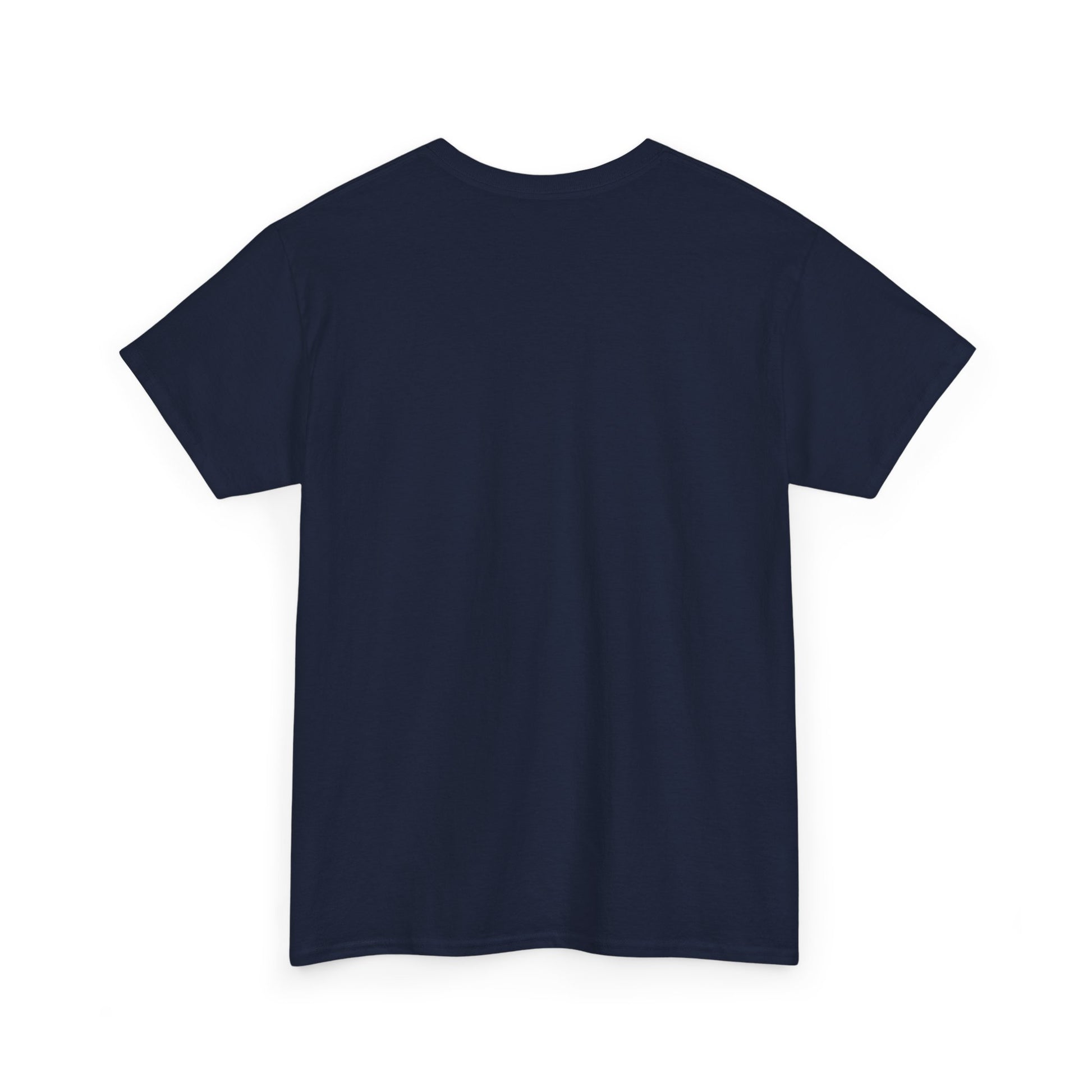 Back view of the navy True Crime & Moonshine Unisex Graphic Tee, highlighting the simple yet stylish design for comfort and everyday wear.
