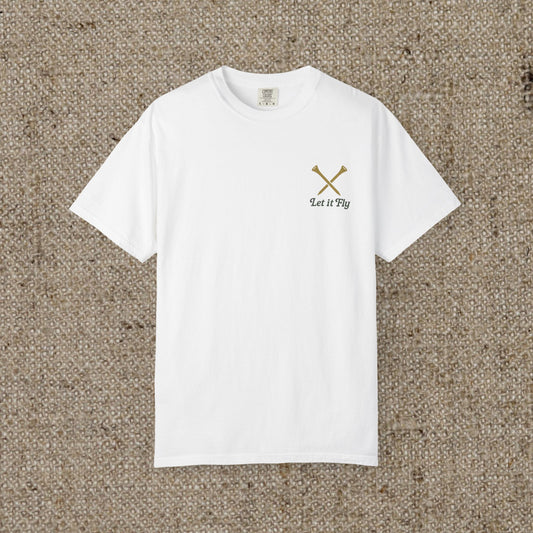 Tee It High Let It Fly Graphic Tee showcased on a plain background, displaying its comfortable fit and unique graphic design ideal for casual wear.