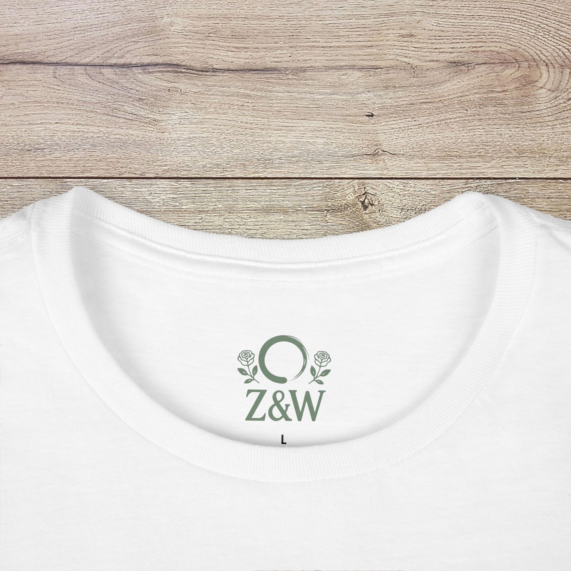 Close-up of the collar and label of a white Crawfish Boil Shirt for Women, highlighting premium quality and comfort.
