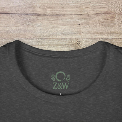 Close-up view of the Under-Caffeinated Over-Stimulated Hoodie showing the neckline with Z&W logo, perfect for cozy comfort.