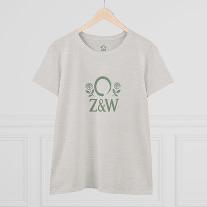 ZenAndWhiskey Classic 100% Cotton Tee in soft gray, elegantly displaying the Z&W logo, designed for casual and comfortable everyday wear.