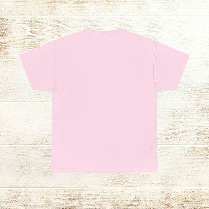 Back view of True Crime & Moonshine Unisex Graphic Tee in pink, a stylish choice for those who appreciate true crime themed apparel.