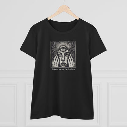 Front view of the Stylish Third Eye Graphic Tee featuring a unique graphic design, perfect for casual fashion lovers.
