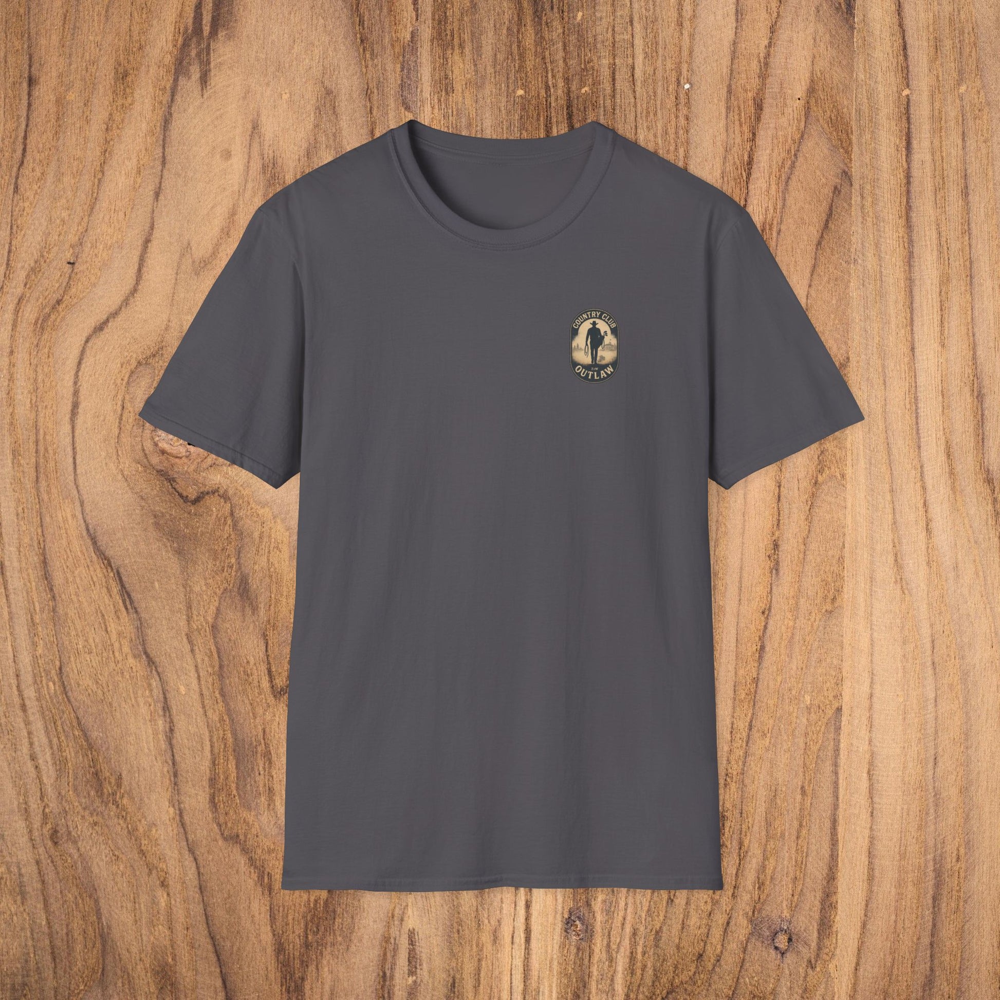 Vintage Southern Gentleman Golf Shirt in dark gray color, featuring a classic fit and country club outlaw logo on the chest.