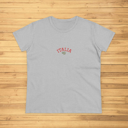Unisex Ultra Cotton Tee with Italian Heritage Design in grey, showcasing the word 'ITALIA,' perfect for casual adventures.