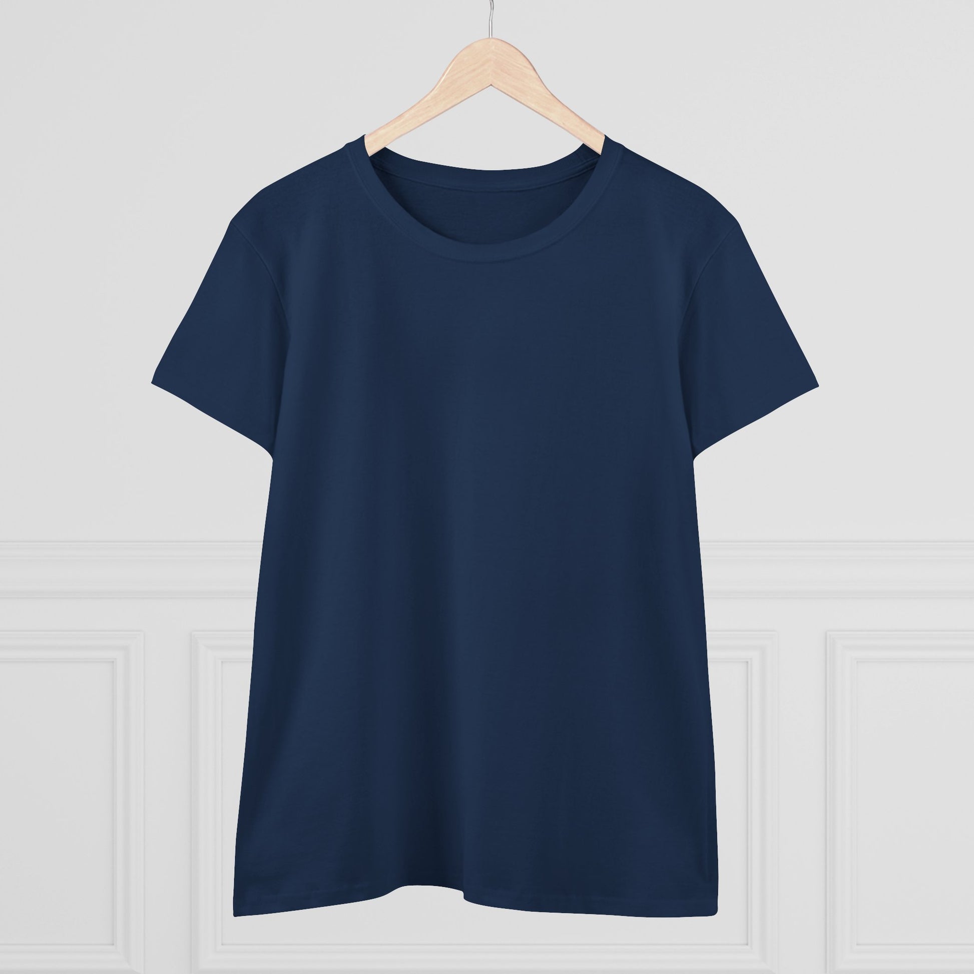 Unisex Dog Lover T-Shirt displayed on a hanger in navy blue - 100% Cotton Soft Short Sleeve Tee for Casual Comfort, suitable for any relaxed occasion.
