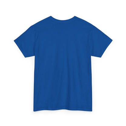 Back view of the True Crime & Moonshine Unisex Graphic Tee in blue, emphasizing its comfortable design and suitability for everyday wear.