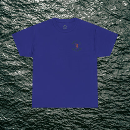 Bayou To Back Nine Softstyle Golf Tee in vibrant blue color, featuring a unique design and comfortable cotton material, perfect for casual outings and relaxed gatherings.