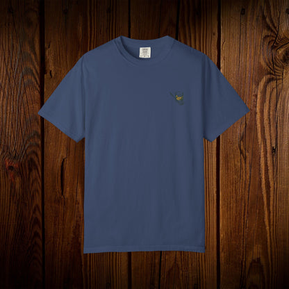 Men's Golf & Whiskey Tee in navy blue, created from soft cotton, offering a unique natural color and eco-friendly design for comfort.