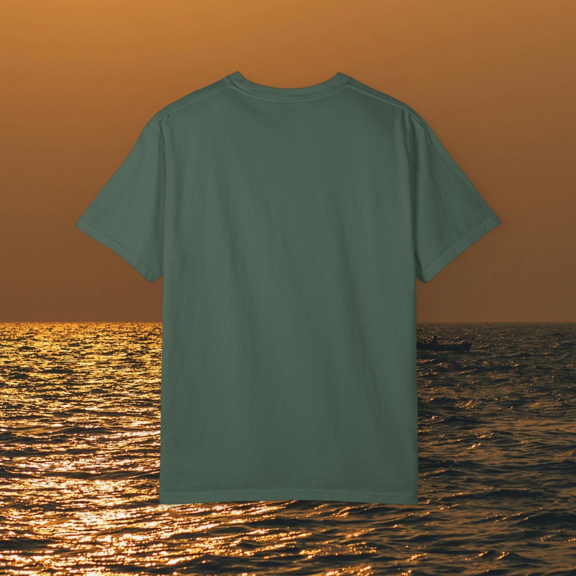 Back view of the Men's & Women's Durable Cotton Full Tee in a darker shade of teal, displaying a simple and elegant seamless design.