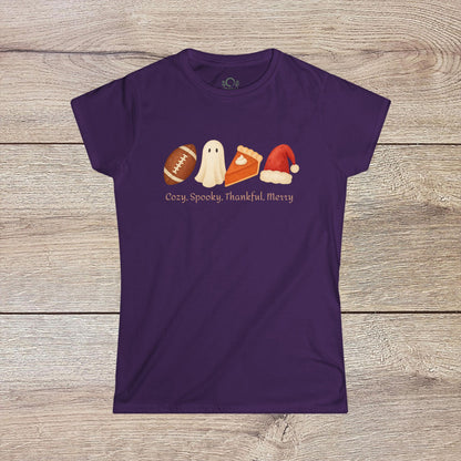 Cozy Seasonal Women's Tee | Fall Winter Graphic T-Shirt, Ghost Tee, Thanksgiving Shirt, Holiday Apparel, Cute Casual Wear - ZenAndWhiskey