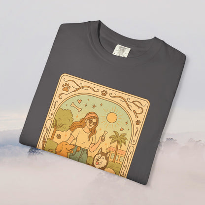 Animal Lover Tarot Tee in Slate Gray Color - Soft 100% Cotton, Available in Size S to 4XL, Perfect for Animal Lovers.