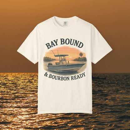 Bay Bound T-Shirt for Summer in white color, designed for outdoor enthusiasts who love fishing and beach activities.