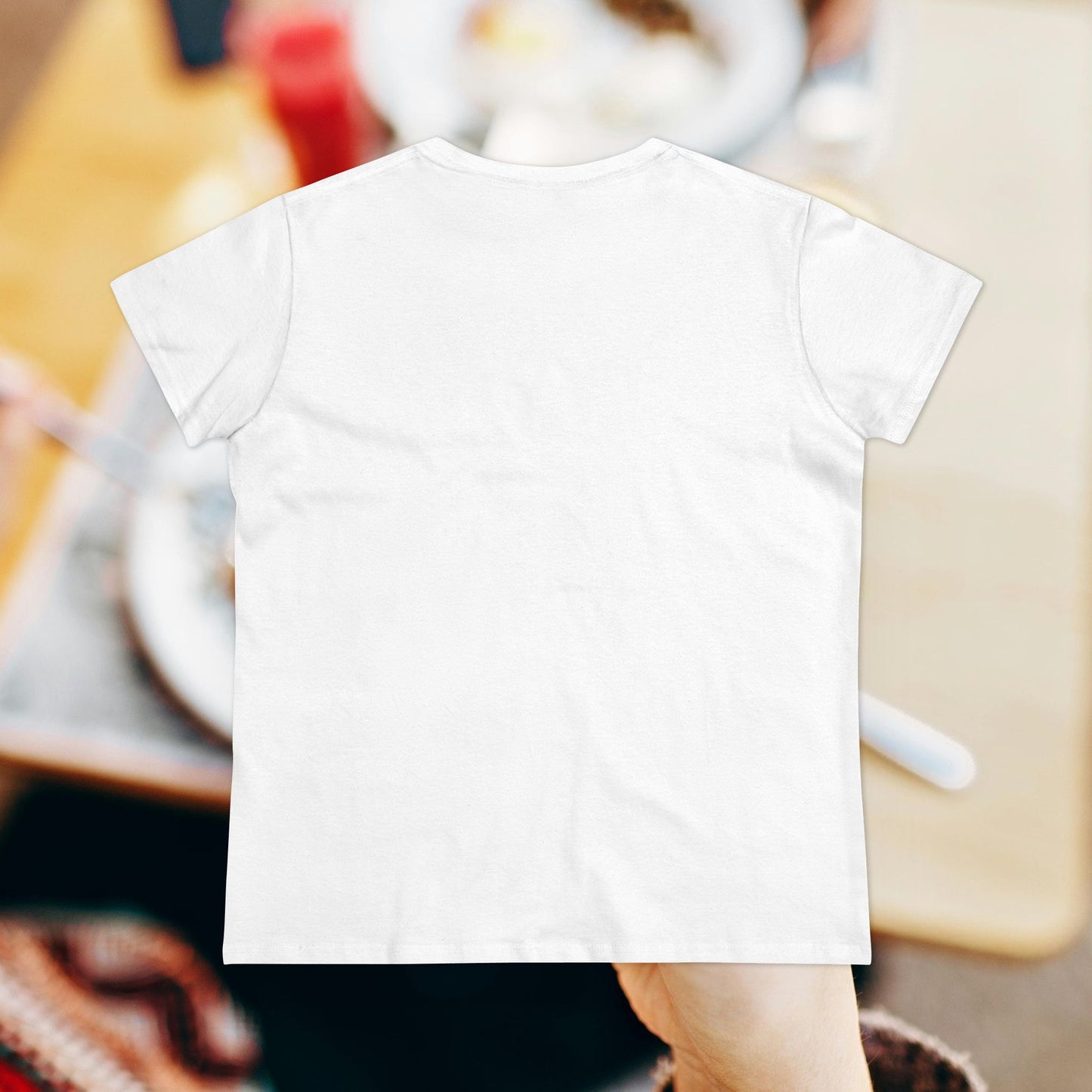Back view of Women's Premium 100% Cotton Brunch Face Tee - Comfortable, Durable & Stylish with a plain white background, perfect for casual wear.