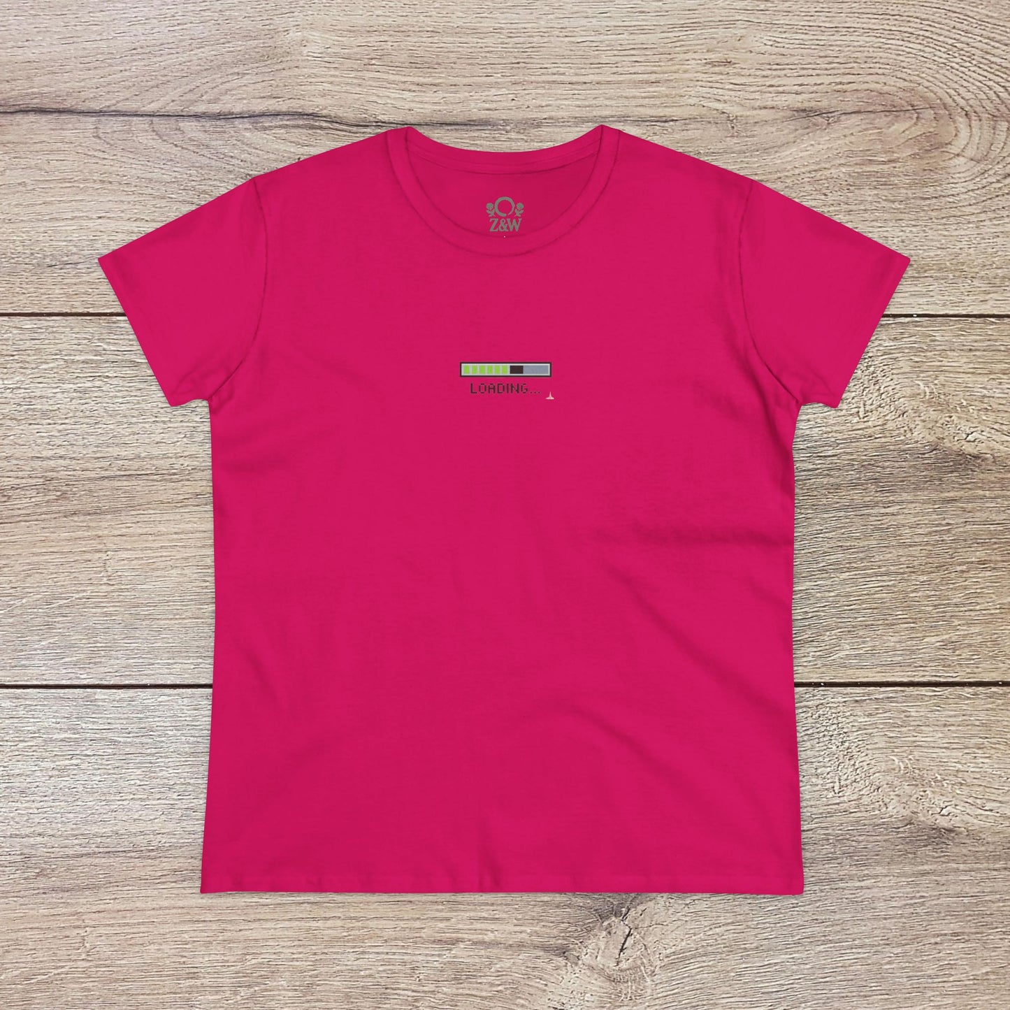 404 Y2K Graphic T-Shirt in vibrant pink color featuring a 'loading' design, made with soft spun fibers and a unique seamless design.