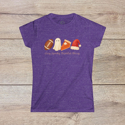 Cozy Seasonal Women's Tee | Fall Winter Graphic T-Shirt, Ghost Tee, Thanksgiving Shirt, Holiday Apparel, Cute Casual Wear - ZenAndWhiskey