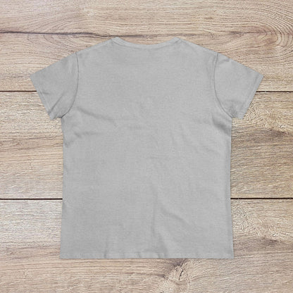 Back view of the Out Of Office Cruise Tee displayed on a wooden background, highlighting the simplicity and comfort of this soft cotton blend shirt, ideal for layering during warm weather.