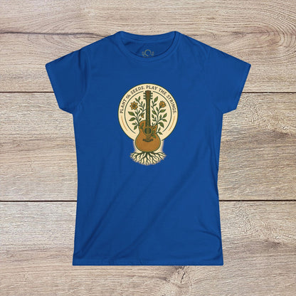 Vibrant Cozy Plant Guitar Sweatshirt in blue with kangaroo pocket and adjustable hood for a personalized fit - Ethically Made