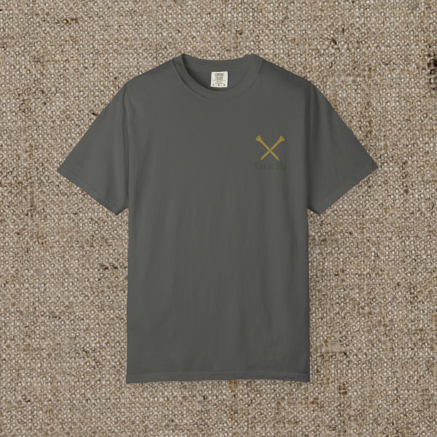 Tee It High Let It Fly Graphic Tee in dark gray, emphasizing a durable design and trendy fit, perfect for everyday fashion.