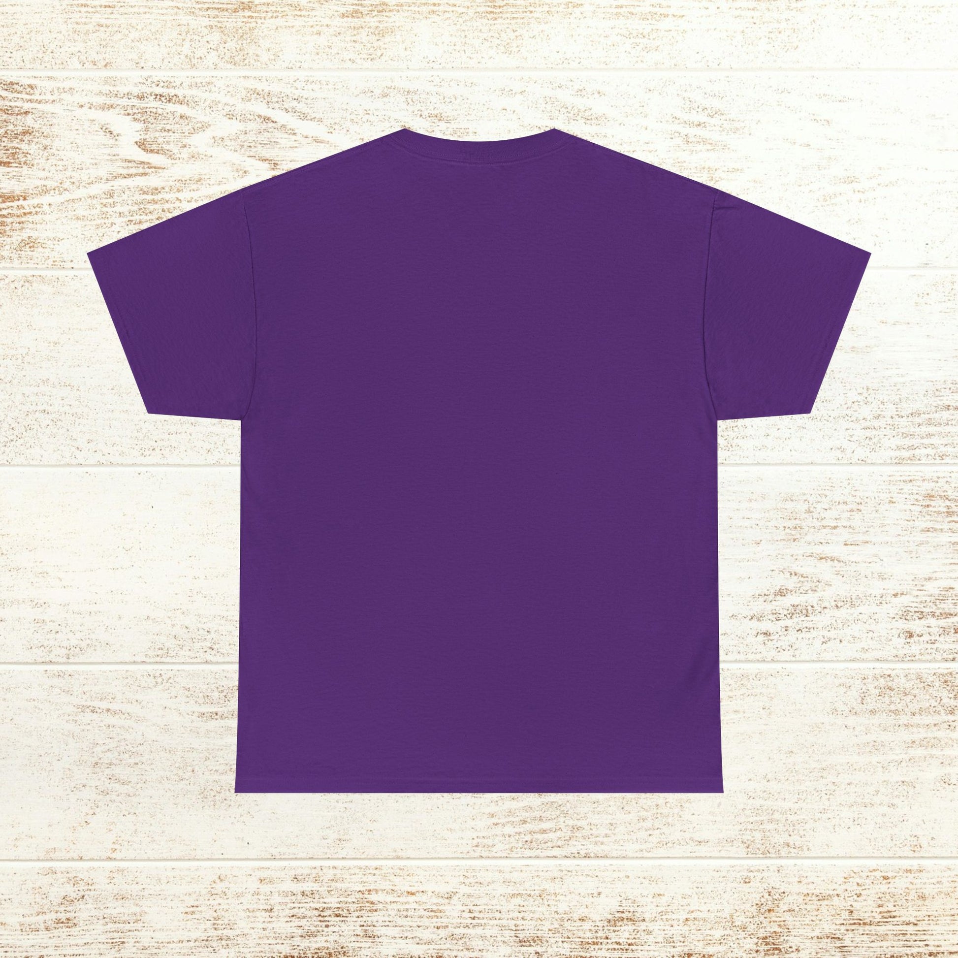 Back view of True Crime & Moonshine Unisex Graphic Tee in purple, perfect casual wear for true crime lovers.
