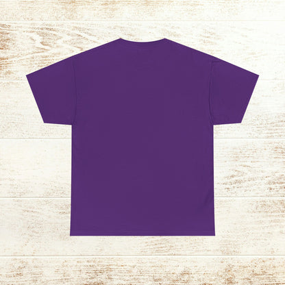 Back view of True Crime & Moonshine Unisex Graphic Tee in purple, perfect casual wear for true crime lovers.