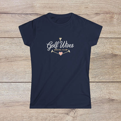 Golf Wives Social Club Tee in classic navy, crafted from soft, durable ring-spun cotton, ideal for comfortable wear on or off the golf course.