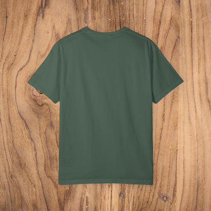 Back view of Country Club Cowboy Graphic Tee in green, illustrating its plain design on sustainable cotton, perfect for casual outfits.