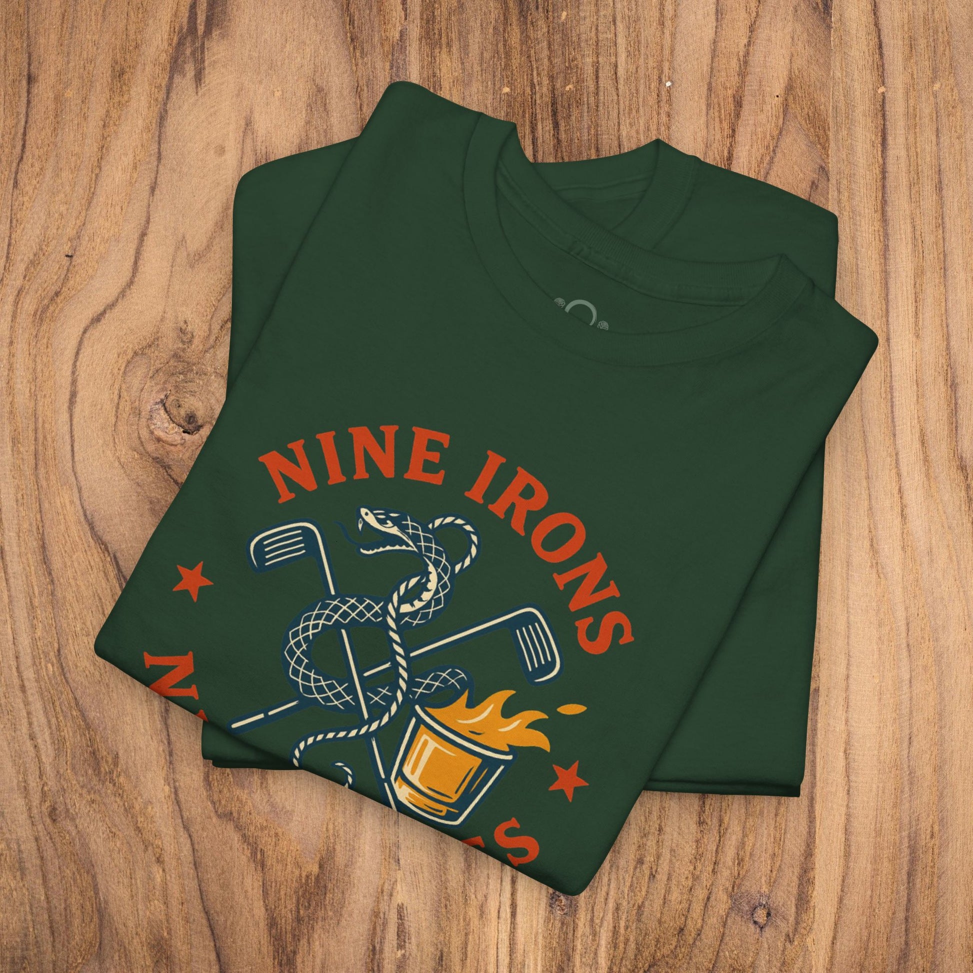 Golf-Themed 100% Cotton T-Shirt in Dark Green - Stylish Casual Wear for Golf Lovers, Excellent Gift for Dads Who Enjoy Golf