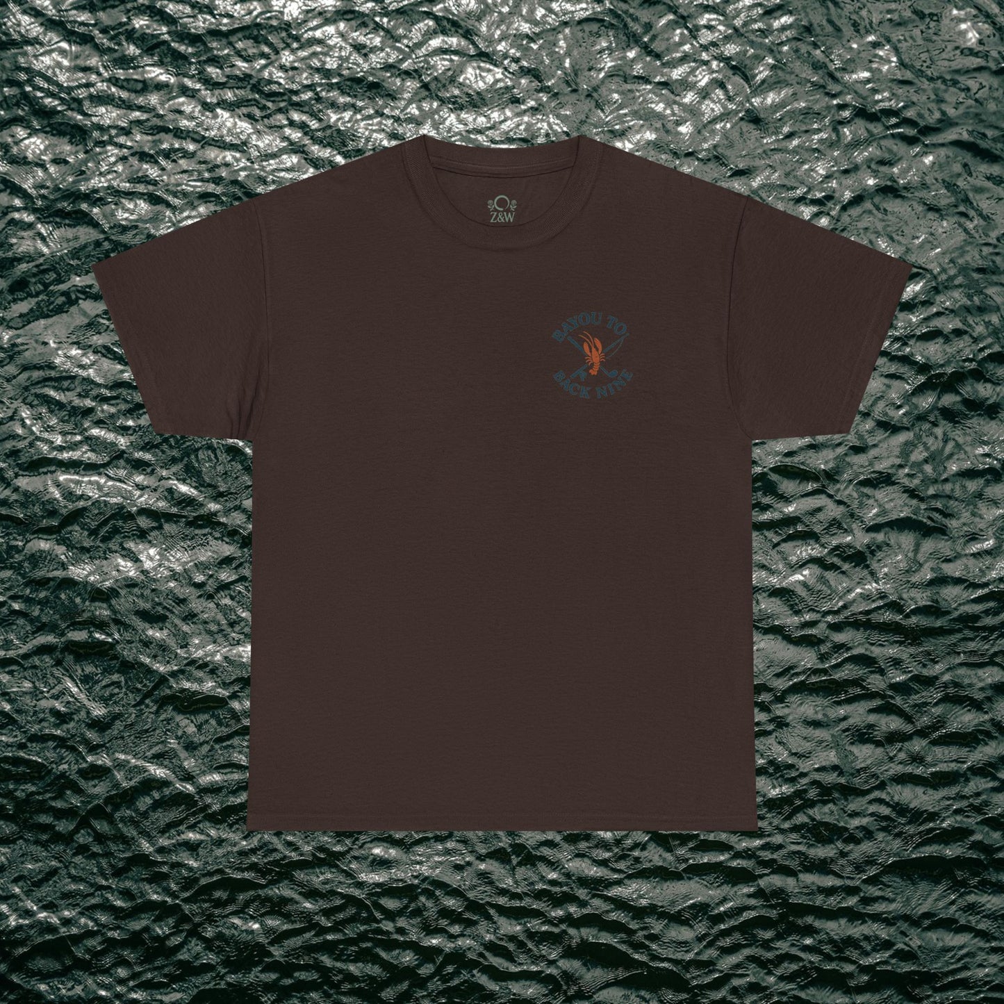 Bayou To Back Nine Softstyle Golf Tee in rich brown, a comfortable cotton t-shirt that combines style with ease for any casual occasion.