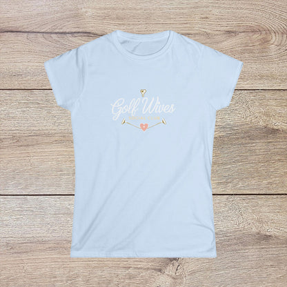 Golf Wives Social Club Tee in light blue, designed for golf lovers who want a blend of comfort and style, made from 100% ring-spun cotton.